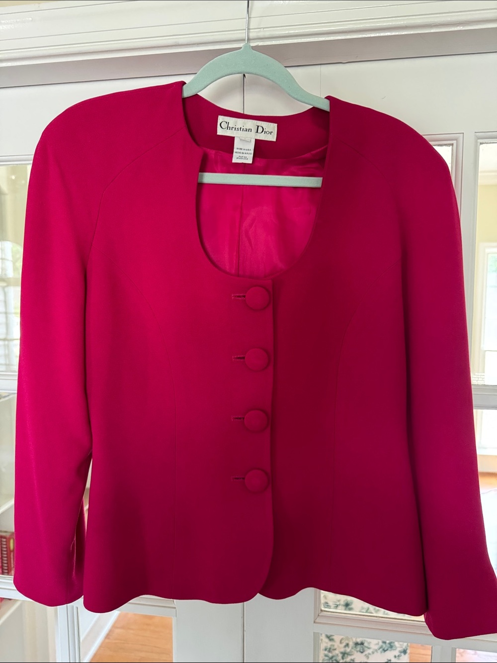 Dior Hot Pink Round Neck Button Blazer